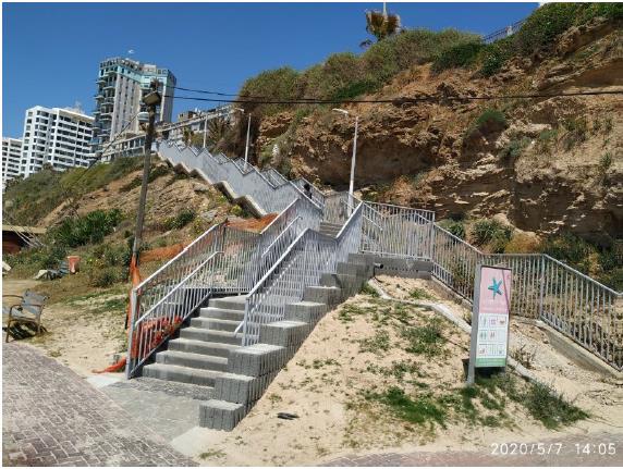 שיפוץ גרם המדרגות בחוף ירושלים + כולל שינוי תווי המדרגות בשל בטיחות וקריסת המצוק