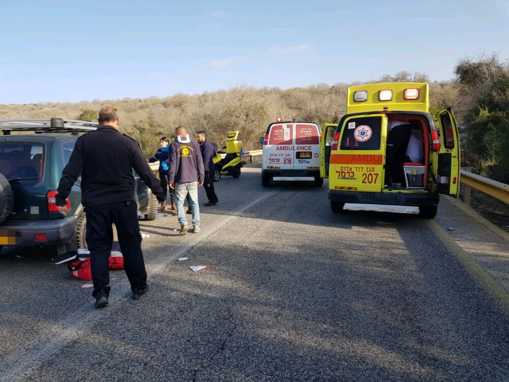 התאונה הקשה עם פתוע אנוש סמוך לאלוני אבא. צילום: דוברות מד"א כרמל