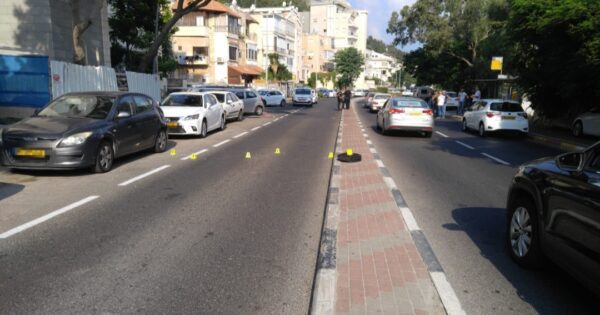 זירת הירי וניסיון הרצל הבוקר באלנבי חיפה. צילום: דוברות המשטרה